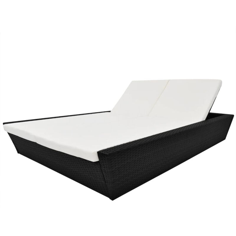 Lit de repos d'ext¨¦rieur avec coussin R¨¦sine tress¨¦e Noir