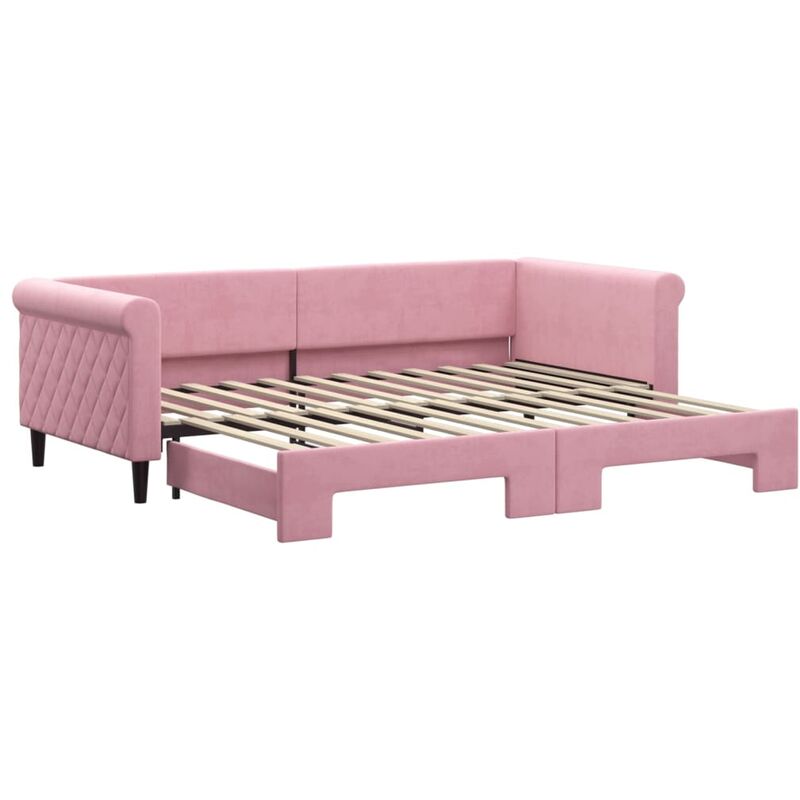 Vidaxl - Lit de jour avec gigogne sans matelas rose 90x200 cm