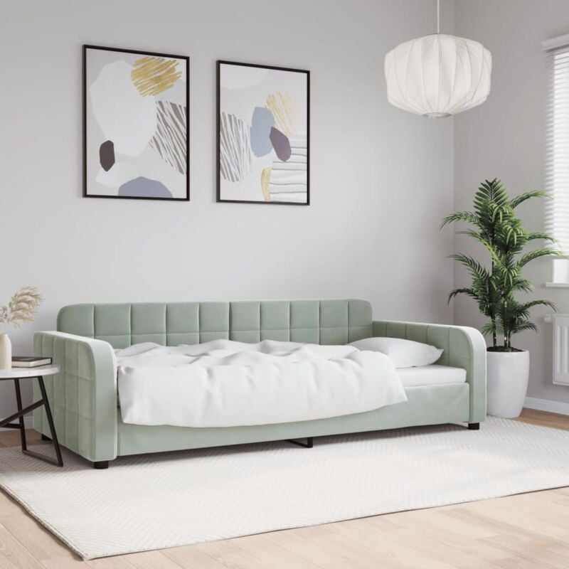 Vidaxl - Lit de repos gris clair 90x200 cm velours