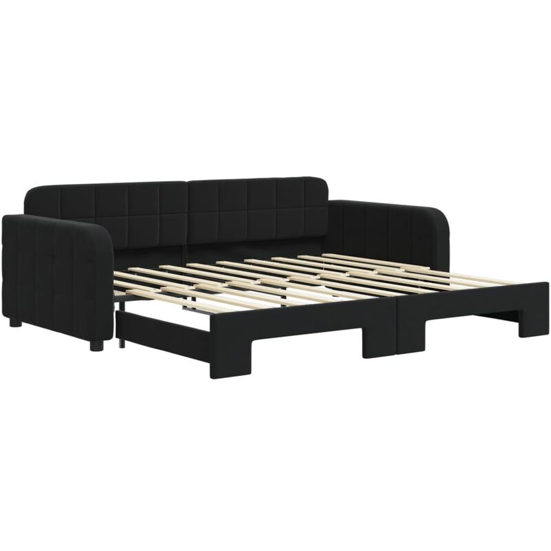 Lit de jour avec lit gigogne noir 90x190 cm velours vidaXL