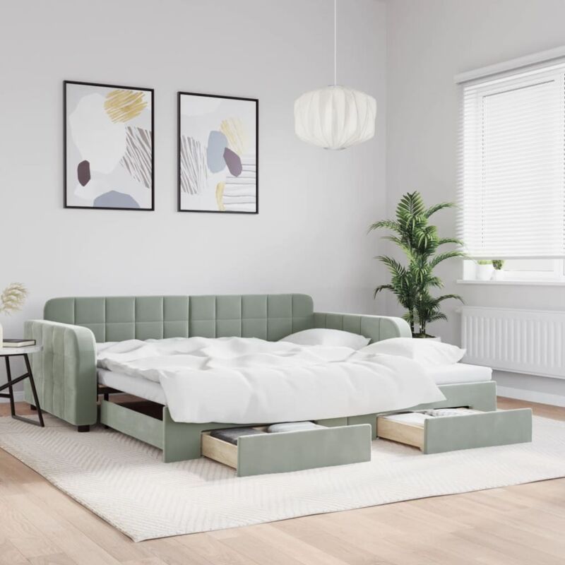 vidaXL Lit de jour avec gigogne et tiroirs sans matelas 100x200 cm