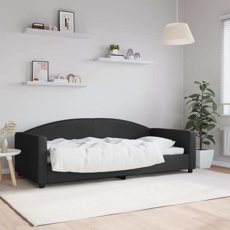 Vidaxl - Lit de repos sans matelas noir 90x200 cm tissu