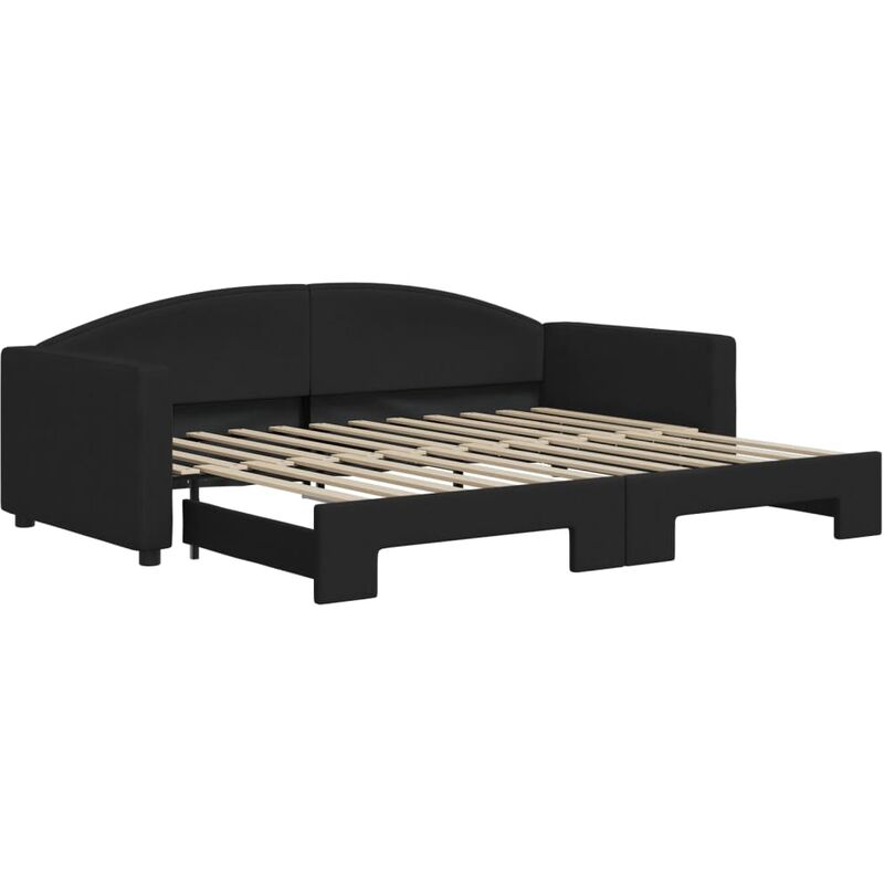 Vidaxl - Lit de jour avec gigogne sans matelas noir 90x200 cm