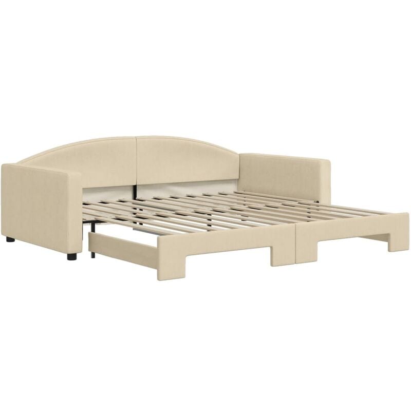 Lit de jour avec lit gigogne crème 100x200 cm tissu vidaXL
