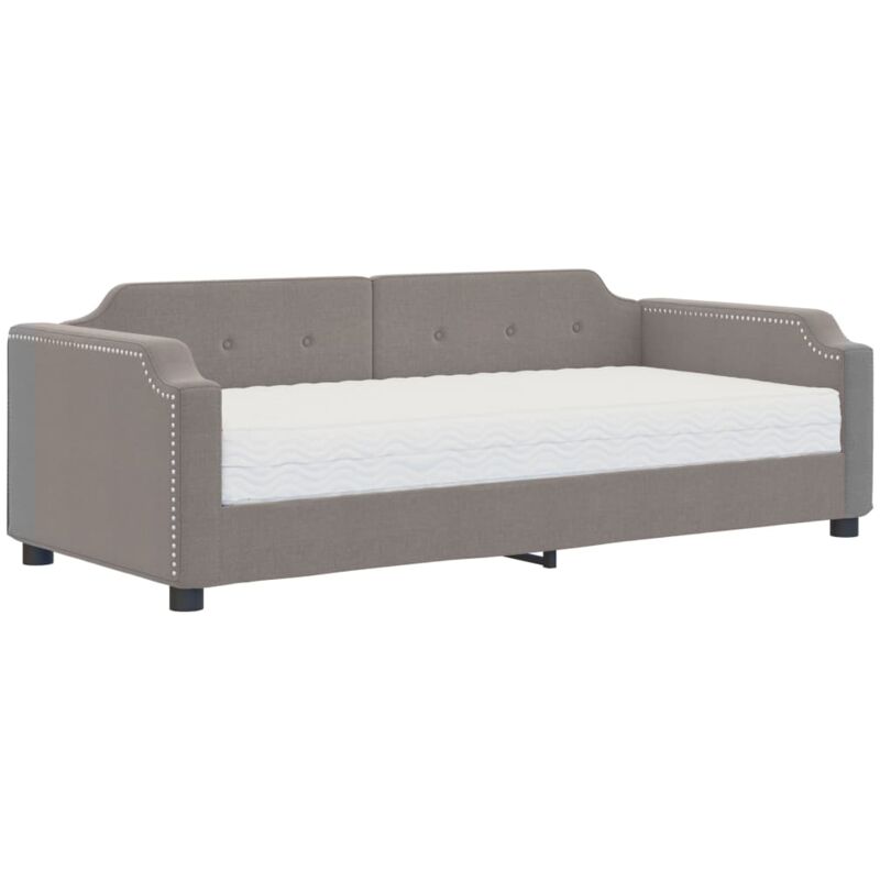 Vidaxl - Lit de jour avec matelas taupe 100x200 cm tissu