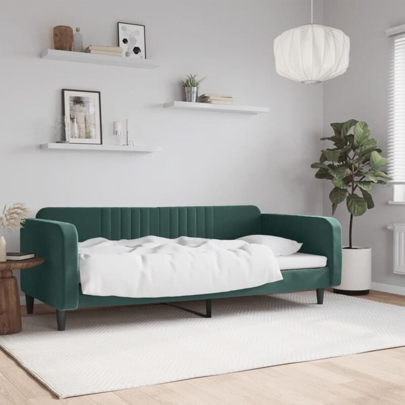 Vidaxl - Lit de repos vert foncé 90x200 cm velours