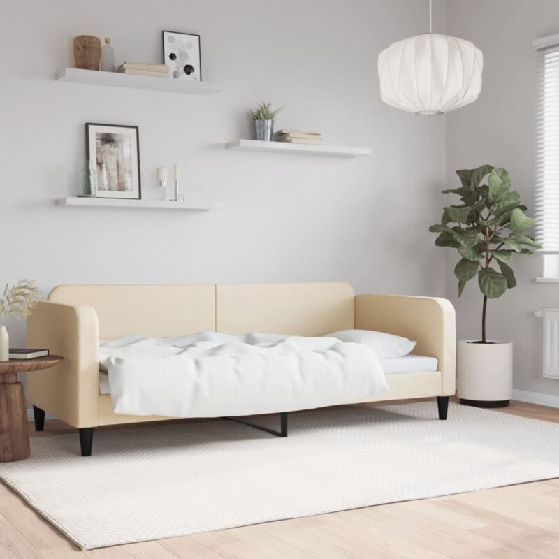 Lit de repos sans matelas crème 80x200 cm tissu
