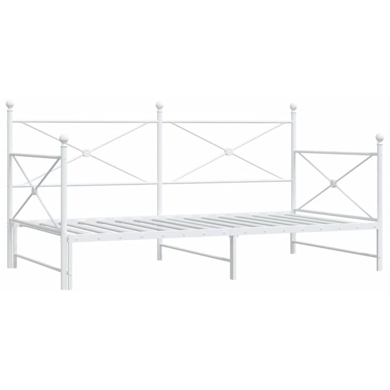 Lit de jour avec lit gigogne sans matelas blanc 100x190cm acier Vidaxl