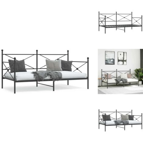 Lit de repos sans matelas noir 100x200 cm acier - Lit De Jour Avec Lit Gigogne - Lits De Jour Avec Lits Gigognes - Canapé-lit - Lit D'appoint