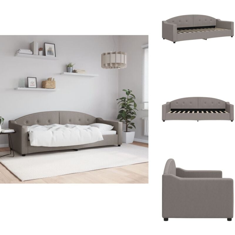 Lit de repos sans matelas taupe 80x200 cm tissu - Lit Deux Places - Canapé Convertible - Lit Invité - Mobilier Salon - Meuble Chambre