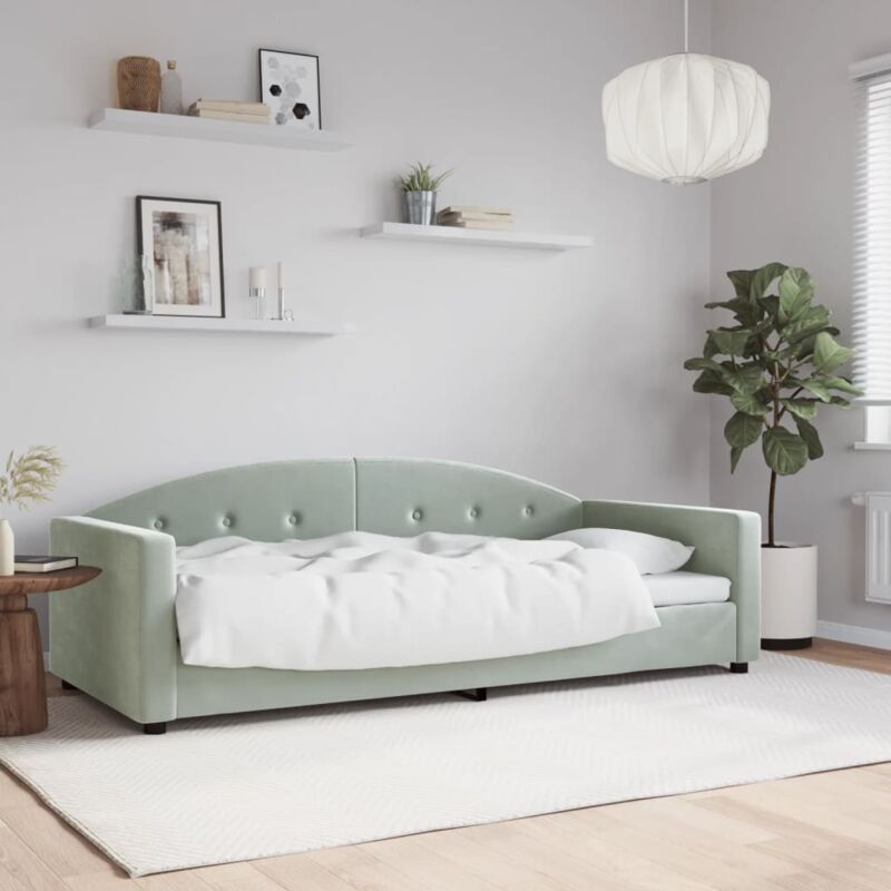 Vidaxl - Lit de repos gris clair 90x200 cm velours