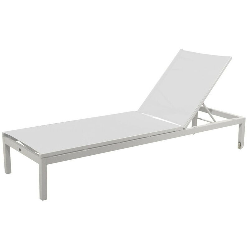 Proloisirs - Bain de soleil Théma en Aluminium avec des roues - Allonge en tpep - blanc/blanc