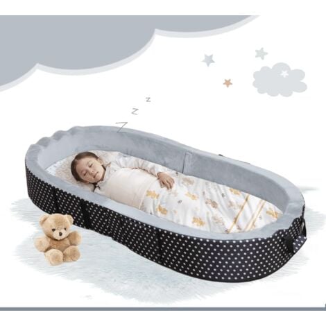 KONTARBOOR Lit de voyage portable/pliable pour enfant, avec matelas, housse de matelas et drap-housse.