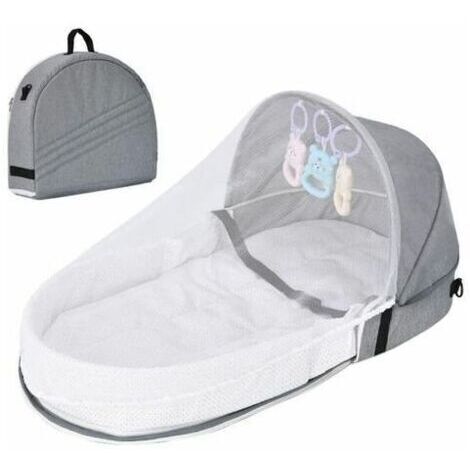 Lit de voyage pour bébé avec auvent et moustiquaire, berceau pliable avec moustiquaire, lit de voyage bionique en coton respirant, nid douillet anti-moustiques, lit de voyage portable pour bébé