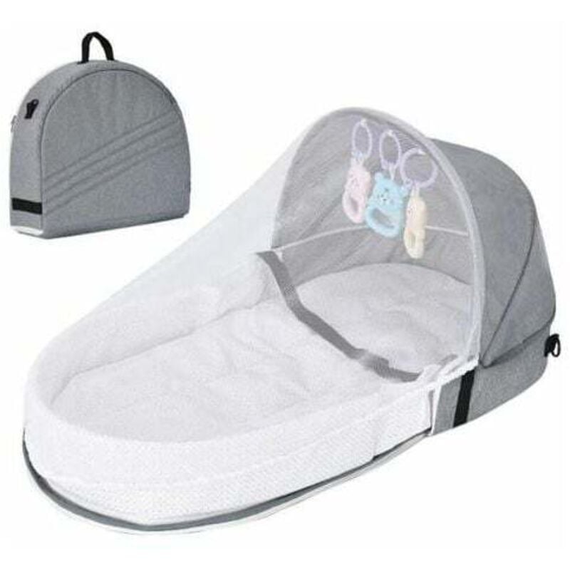Lit de voyage pour bébé avec moustiquaire à baldaquin, lit bébé pliable avec moustiquaire Lit de voyage bionique en coton respirant Nid câlin