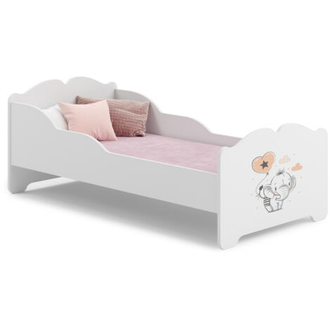 Lit d'enfant ANNA avec matelas 140x70 Eléphant