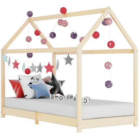 Lit d'enfant cabane Bois de pin massif 70x140
