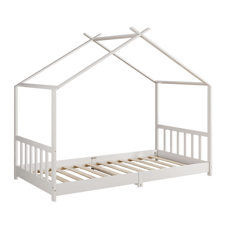 Lit cabane Fredericke, Blanc, 80x160 cm Vitalispa