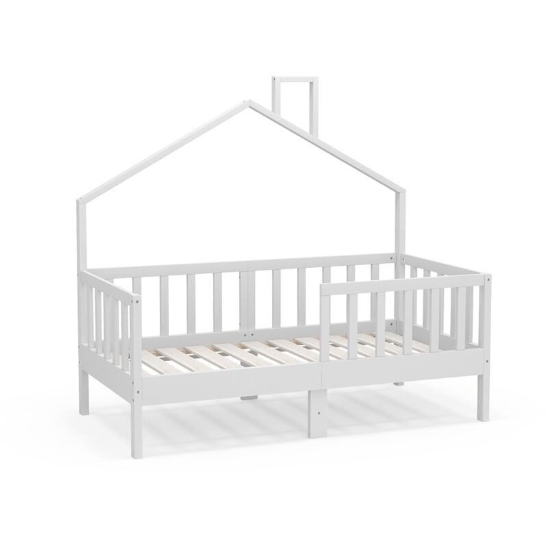 Lit d'enfant Justus, Blanc, 70x140 cm, Vitalispa