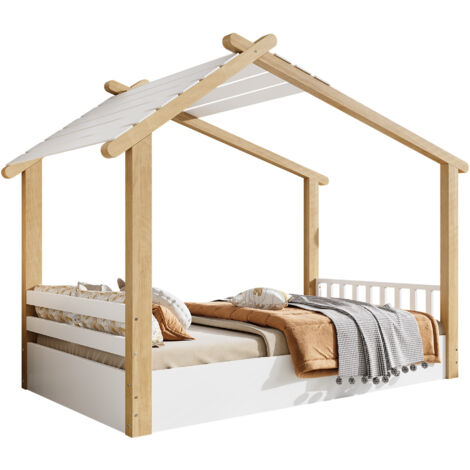 Lit d'enfant - lit simple 90 x 190 cm - Sommiers à lattes stables - MDF - Design raffiné en bois