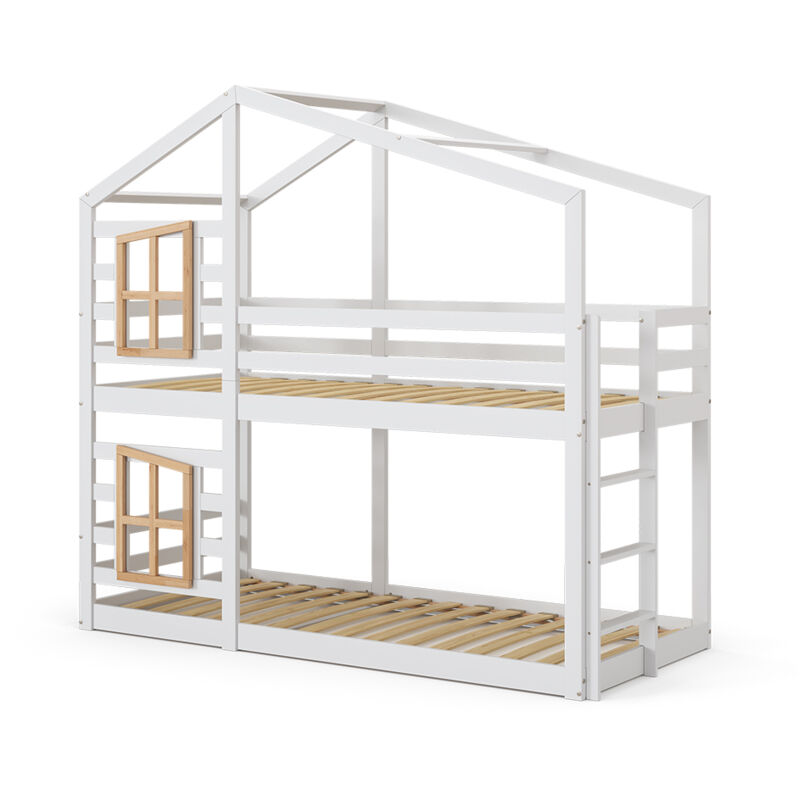 Lit superposé Maja, Blanc, 90x200 cm Vitalispa