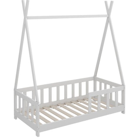 LIVINITY Lit d'enfant Susanna, Blanc, 70x140 cm avec protection contre les chutes, Vitalispa