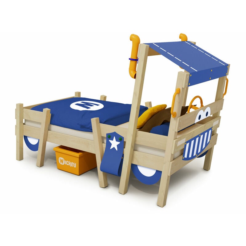 No Brand - Wickey Lit enfant, Lit maison Crazy Sparky Pro bâche Lit en bois 90 x 200 cm - bleu