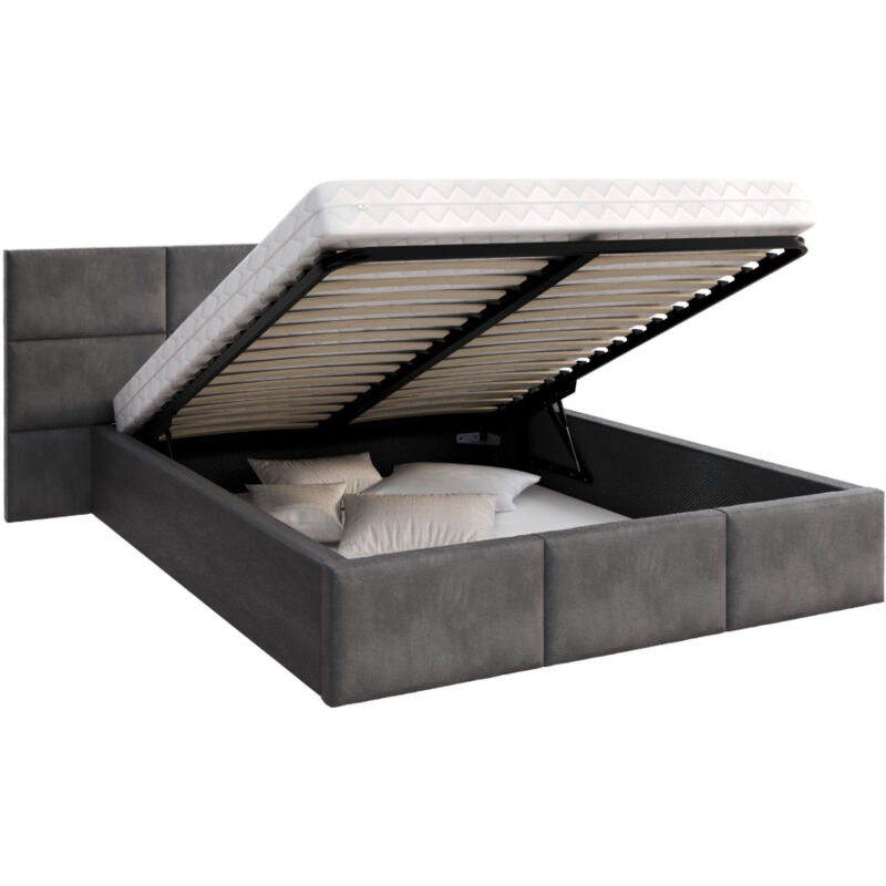 Kids Literie - Lit Coffre Denver 160x200 - Sommier inclus Gris foncé