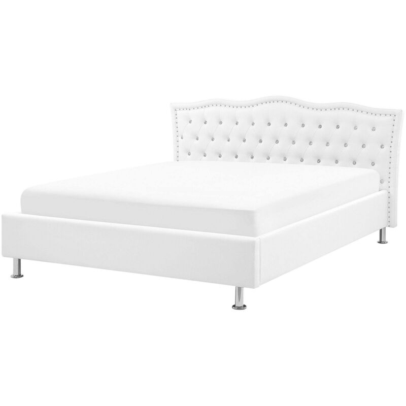 Lit Avec Sommier Cuir Pu Metz 140 X 200 Cm Blanc
