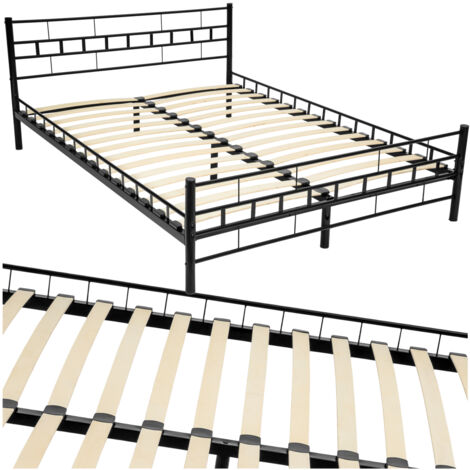 Lit design moderne en acier avec sommier 140 x 200 cm noir