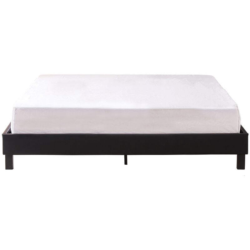 Designetsamaison - Lit design noir avec sommier 160x200 cm - Nocta