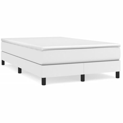 Lit double - 120x190 cm, Sommier à lattes de lit avec matelas blanc similicuir WFE645295 Maison Chic