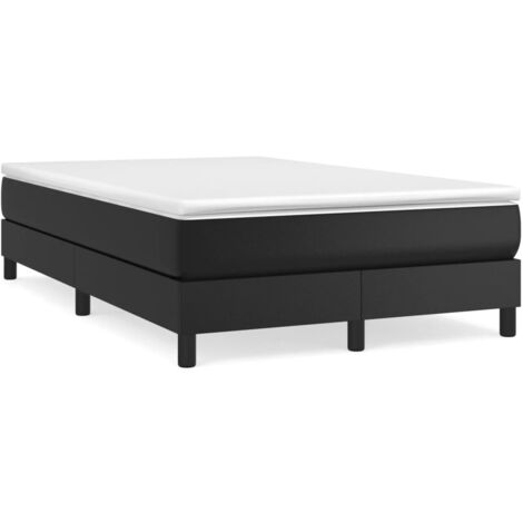 Lit double - 120x190 cm, Sommier à lattes de lit avec matelas noir similicuir WFE626447 Maison Chic