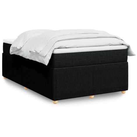 Lit double - 120x190 cm, Sommier à lattes de lit avec matelas noir tissu WFE605204 Maison Chic