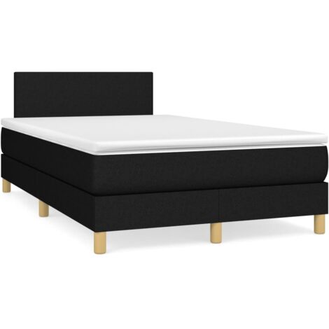 Lit double - 120x190 cm, Sommier à lattes de lit avec matelas noir tissu WFE616886 Maison Chic