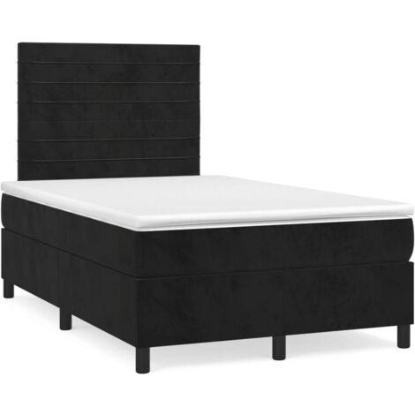 Lit double - 120x190 cm, Sommier à lattes de lit avec matelas noir velours WFE254229 Maison Chic