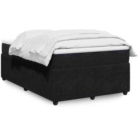 Lit double - 120x190 cm, Sommier à lattes de lit avec matelas noir velours WFE288628 Maison Chic