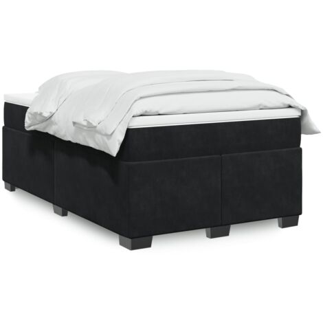 Lit double - 120x190 cm, Sommier à lattes de lit avec matelas noir velours WFE443657 Maison Chic
