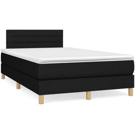 Lit double - 120x190 cm, Sommier à lattes de lit matelas et LED noir tissu WFE663997 Maison Chic