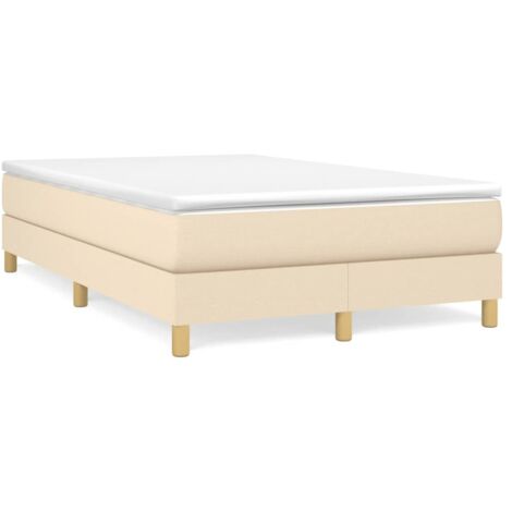 Lit double, 120x190cm, Sommier à lattes de lit avec matelas crème tissu CON76113 DESIGN IN