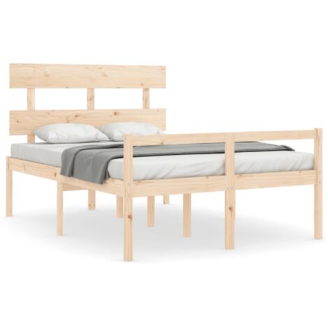 Lit double-120x200 cm Cadre de lit avec tête de lit, Lit adulte bois massif CDE43631