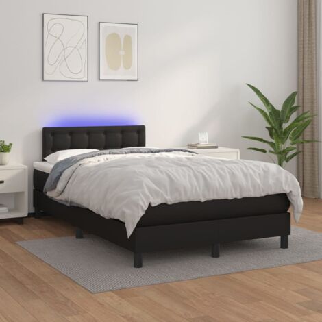 Lit double - 120x200 cm, Sommier à lattes de lit avec matelas et LED Noir WFE661663 Maison Chic