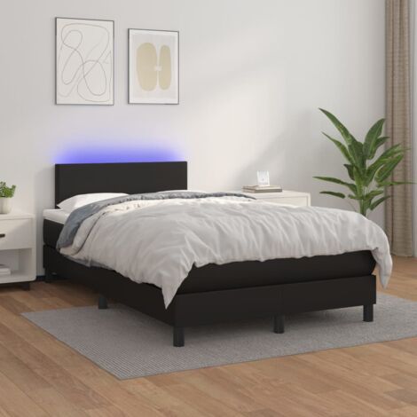 Lit double - 120x200 cm, Sommier à lattes de lit avec matelas et LED Noir WFE903177 Maison Chic
