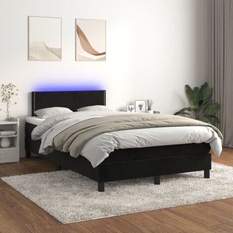 Lit double - 120x200 cm, Sommier à lattes de lit avec matelas LED Noir Velours WFE487334 Maison Chic
