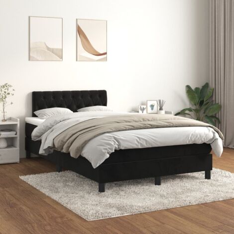 Lit double - 120x200 cm, Sommier à lattes de lit avec matelas Noir Velours WFE948331 Maison Chic