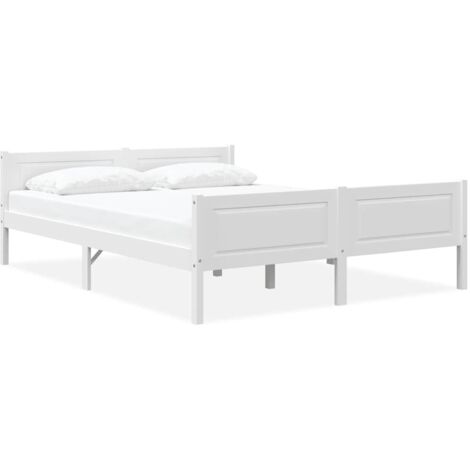 Lit double-140 x 200 cm, Cadre de lit, Lit adulte Bois de pin massif Blanc 140x200 cm JKF849918 DESIGN IN
