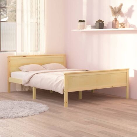 Lit double-140 x 200 cm, Cadre de lit, Lit adulte, Structure de lit Bois de pin massif PDKEI35711