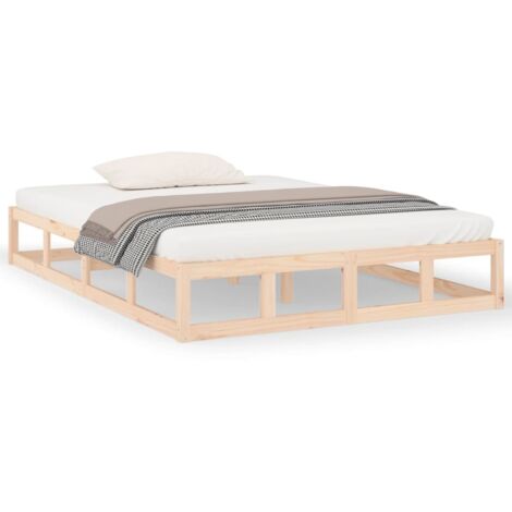 Lit double-140 x 200 cm, Cadre de lit, Structure de lit 140x200 cm Bois massif PDKEI64497 BonneVie