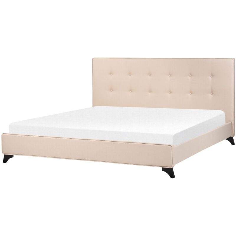 Beliani - Sommier de Lit Double 180 x 200 cm en Tissu Beige Rembourrage de Qualité Ambassador
