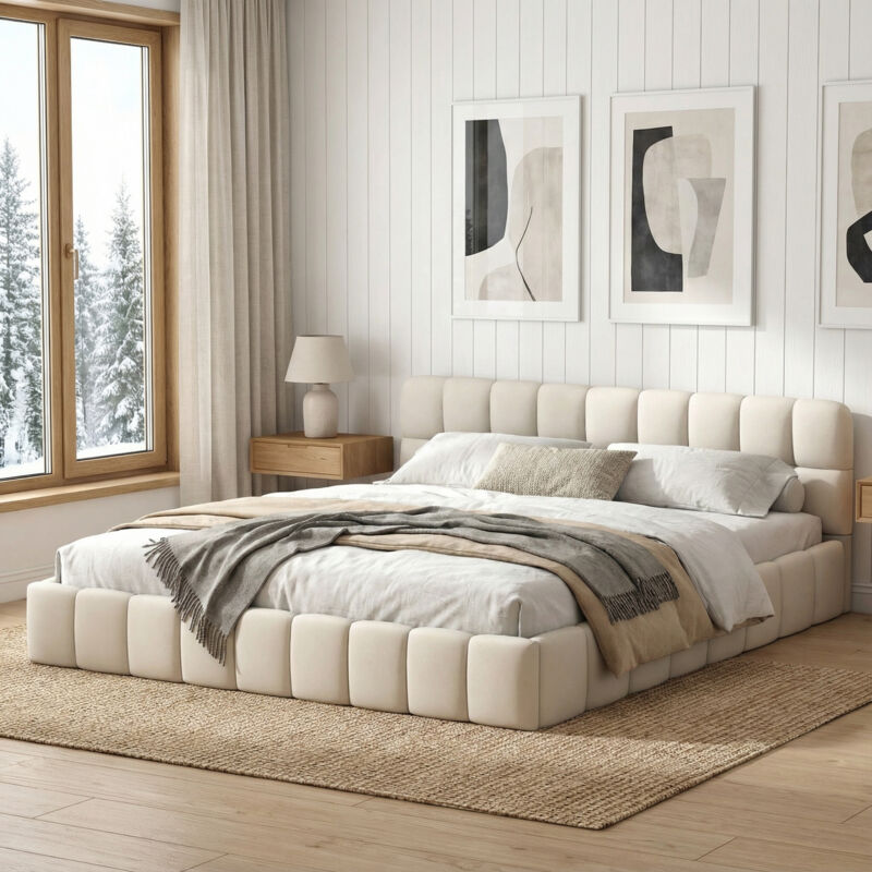 Lit adulte 160x200, lit double avec dossier moelleux